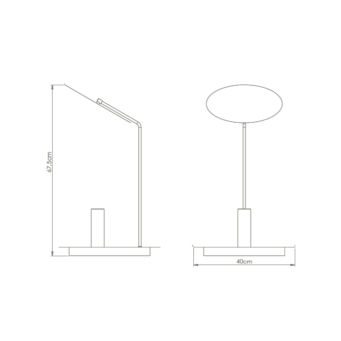 Ecolight – Abajur Dourado Iluminação Indireta LN1179 Medidas