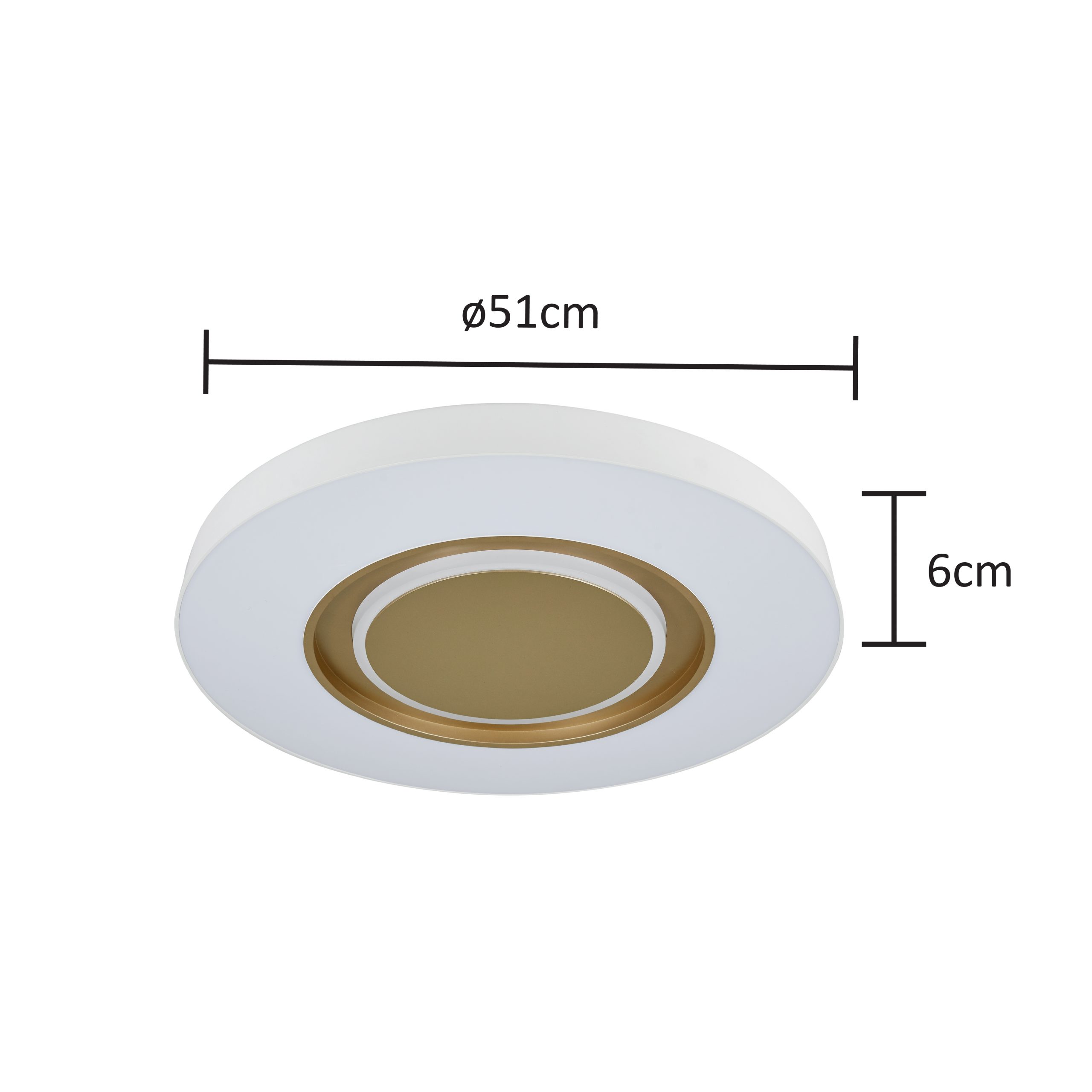 Hevvy – Plafon Devon Dourado 51cm 24W 3000K-6000K 48W 4000K LY-8736L DR – Medidas