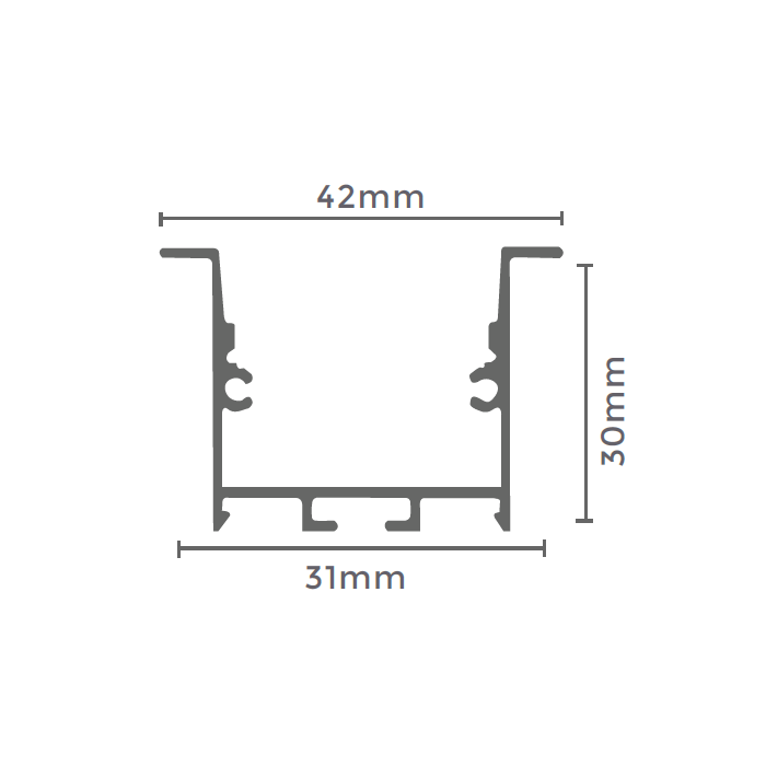 Nordecor MB LED MB Decor – Perifl de embutir recuado 42mm x 30mm 2M BR – 4121 Medida